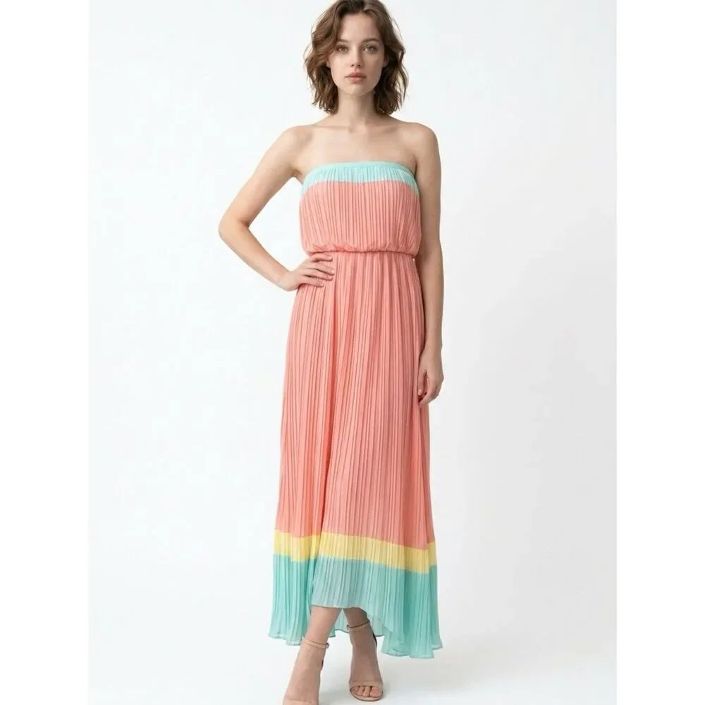 ROMEO & JULIET | Pastel Strapless Maxi Dress Large